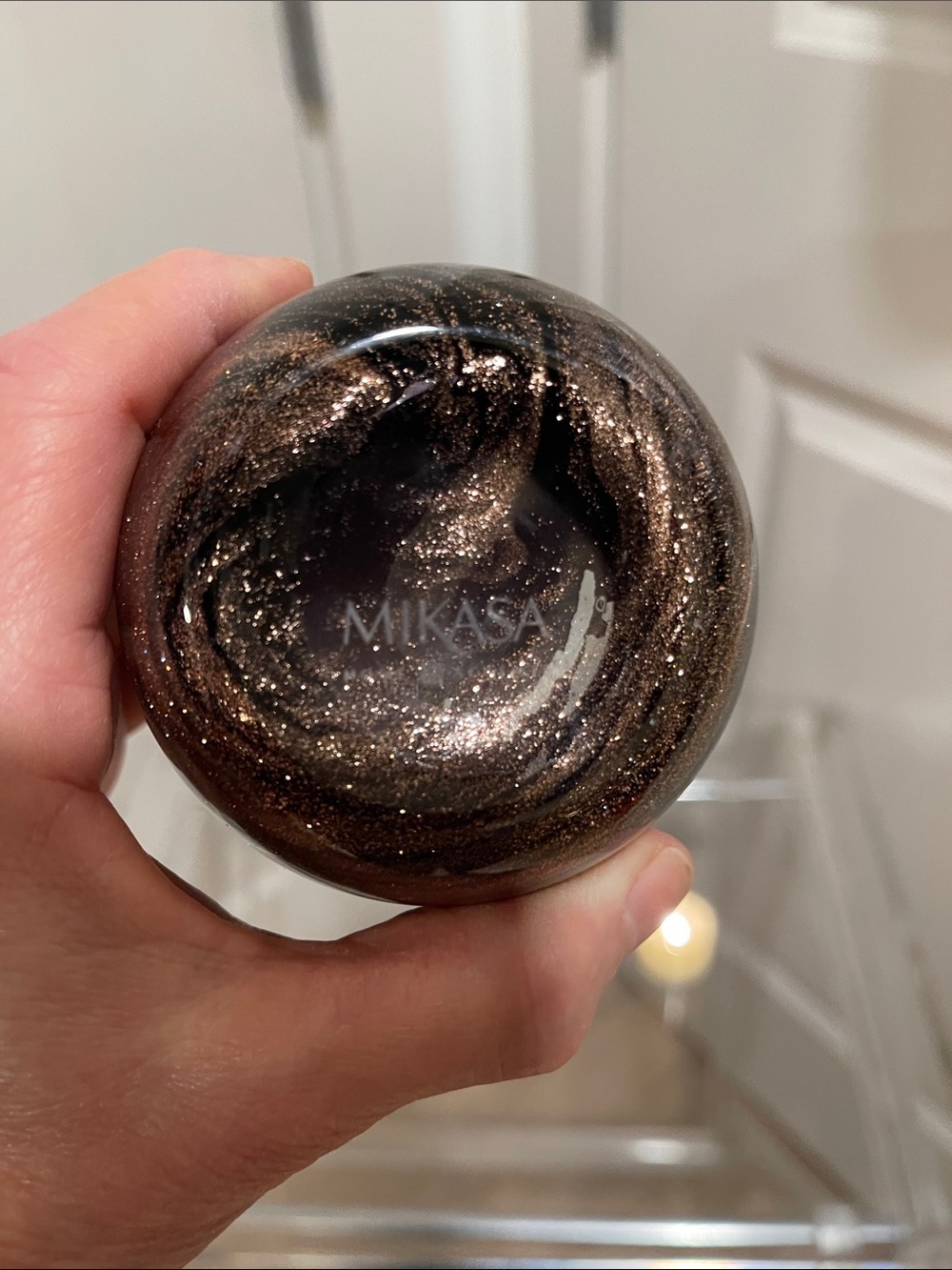 Mikasa Metallic Bronze Swirl Glass Votive - Picture 2 of 5